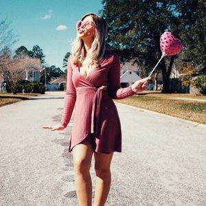 Pink longsleeve wrap dress